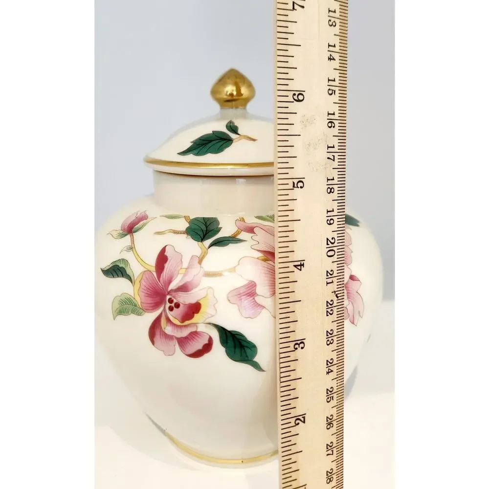 Lenox Barrington Collection Ginger Jar Floral Porcelain Urn Vase w/Lid Gold Trim